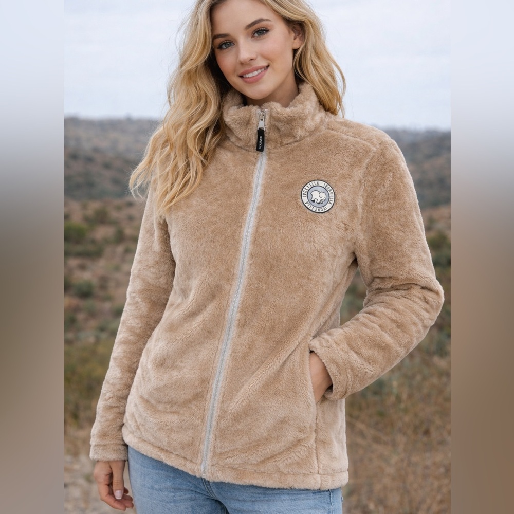 Ivory Ella Fuzzy Sherpa Fleece Full Zip Teddy Jacket Sz M